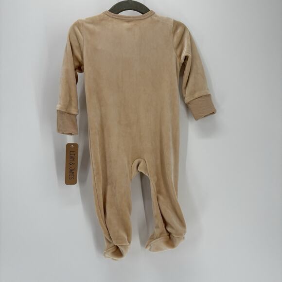 Liam James Romper Infant 3-6M Tan Velour Preppy Coastal - Picture 3 of 5